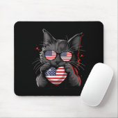 Amerikaanse Kat VS Vlag Rood Wit Blauw Patriottisc Muismat (Met muis)
