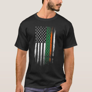 Amerikaanse Keltische knoop Strepen vlag Ierse Pat T-shirt