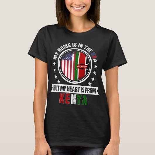 Amerikaanse Keniaanse vlag Kenia Amerikaanse patri T-shirt (Voorkant)