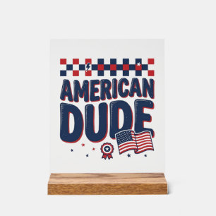 Amerikaanse Kerel Patriottisch Vintage T-shirt Ont Acryl Bord