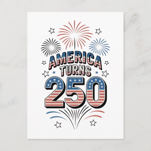 Amerikaanse Kering 250e 4 juli Vuurwerk Briefkaart (Voorkant)