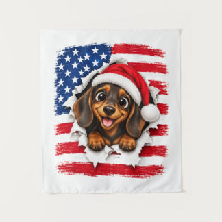 Amerikaanse Kerst-dachshund Wandkleed