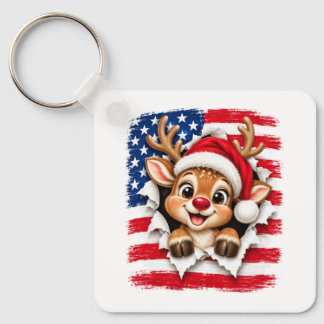Amerikaanse Kerst Rendieren Sleutelhanger