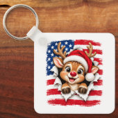 Amerikaanse Kerst Rendieren Sleutelhanger (Voorkant)