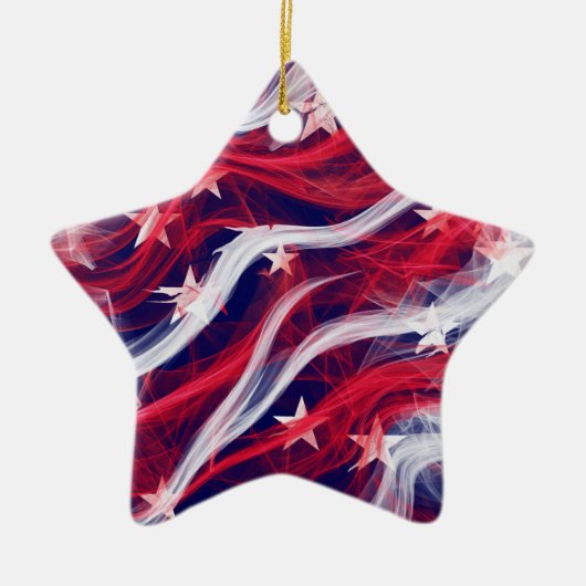 Amerikaanse kerstboomvlag keramisch ornament (Voorkant)