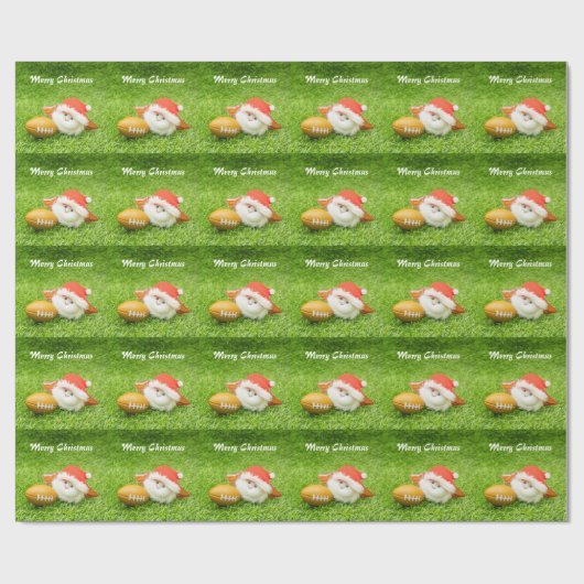 Amerikaanse kerstfeestdag met football met Santa H Cadeaupapier (Vlak)