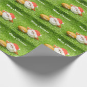 Amerikaanse kerstfeestdag met football met Santa H Cadeaupapier (Hoek)