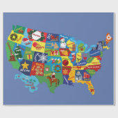 Amerikaanse kerstkaart cadeaupapier (Vlak)