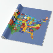 Amerikaanse kerstkaart cadeaupapier (Uitgerold)