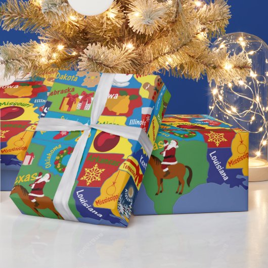 Amerikaanse kerstkaart cadeaupapier (Feestdagen)