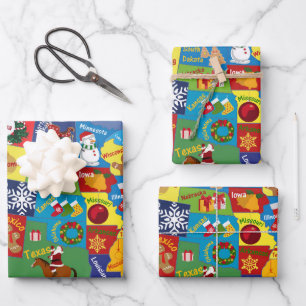 Amerikaanse kerstkaart inpakpapier vel