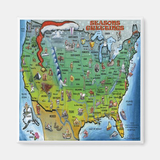 Amerikaanse kerstkaart magneet (Voorkant)