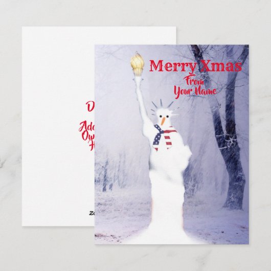 Amerikaanse kerstkaart met sneeuwman (Voorkant / Achterkant)