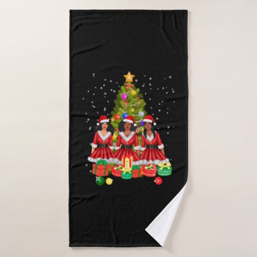Amerikaanse kerstkerstkerstkerstman zwarte meisjes badhanddoek (Badhanddoek)