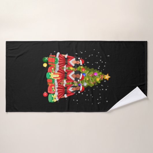 Amerikaanse kerstkerstkerstkerstman zwarte meisjes badhanddoek (Badhanddoek)