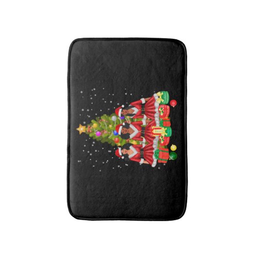 Amerikaanse kerstkerstkerstkerstman zwarte meisjes badmat (Voorkant Verticaal)