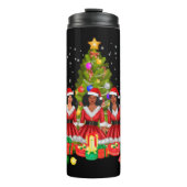 Amerikaanse kerstkerstkerstkerstman zwarte meisjes thermosbeker (Voorkant)