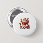Amerikaanse Kerstman met Giraffe Cadeau Xmas Ronde Button 5,7 Cm (Voorkant /achterkant)