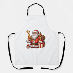Amerikaanse Kerstman met Giraffe Cadeau Xmas Schort