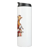 Amerikaanse Kerstman met Giraffe Cadeau Xmas Thermosbeker (Geroteerd rechts)