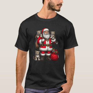Amerikaanse Kerstman met luipaard Cadeau Xmas T-shirt