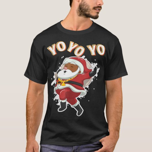 Amerikaanse kerstman met zwarte kerstman t-shirt (Voorkant)