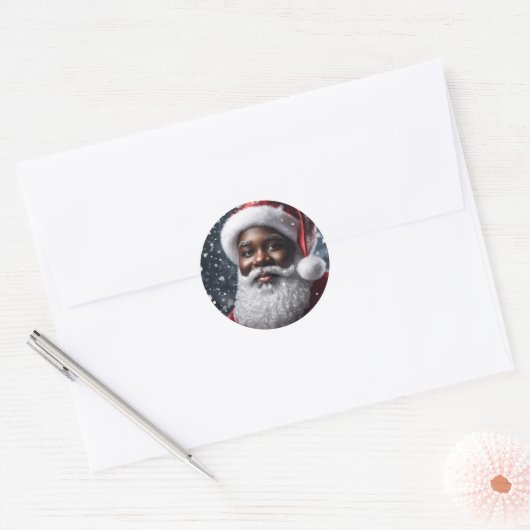 Amerikaanse kerstman ronde sticker (Envelop)