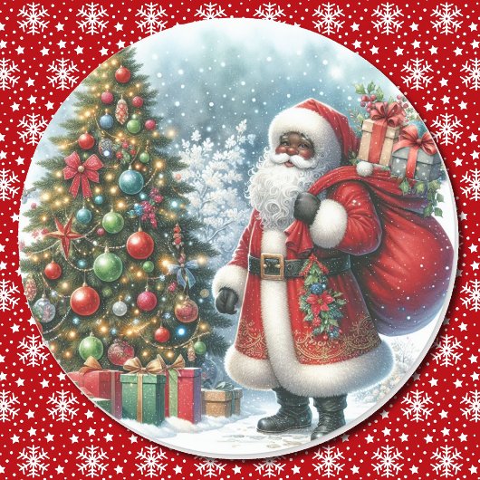 Amerikaanse kerstman ronde sticker