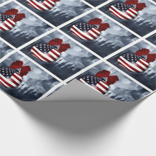 Amerikaanse kerstversiering en skyline cadeaupapier