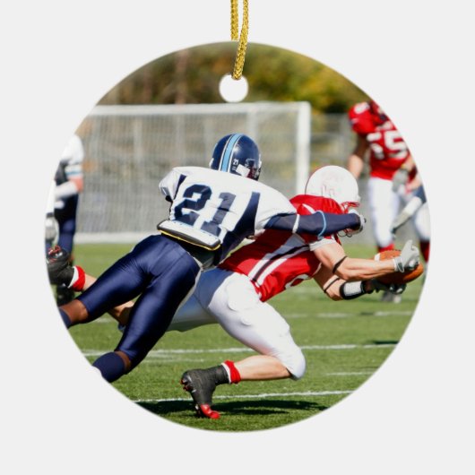 Amerikaanse kerstversiering met Football Keramisch Ornament (Voorkant)