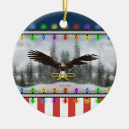 Amerikaanse kerstversiering met patriottische adel keramisch ornament