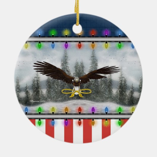 Amerikaanse kerstversiering met patriottische adel keramisch ornament (Achterkant)