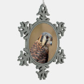 Amerikaanse kestrel tin sneeuwvlok ornament (Links)