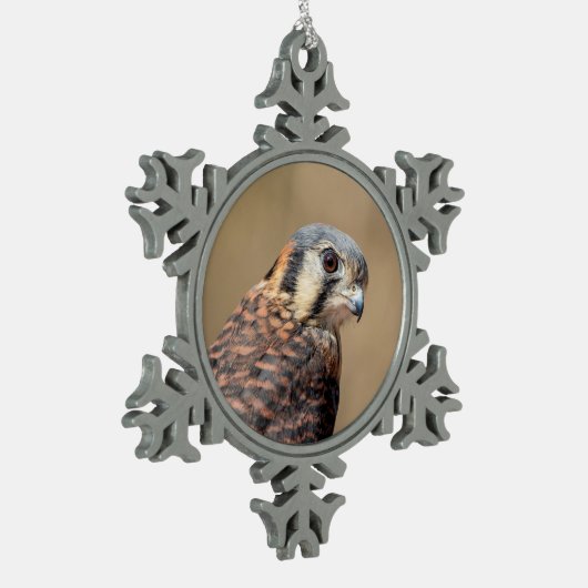 Amerikaanse kestrel tin sneeuwvlok ornament (Links)