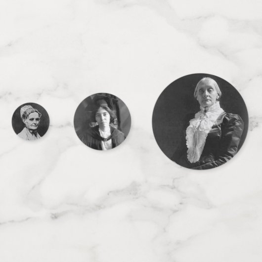 Amerikaanse kiesrecht vrouwen leiders tafel scatte confetti (Achterkanten)