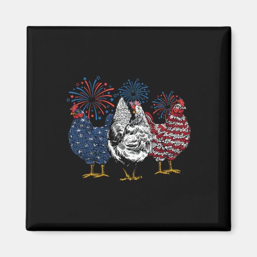Amerikaanse kip op 4 juli Onafhankelijkheidsdag Magneet (Voorkant)