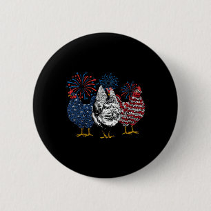 Amerikaanse kip op 4 juli Onafhankelijkheidsdag Ronde Button 5,7 Cm