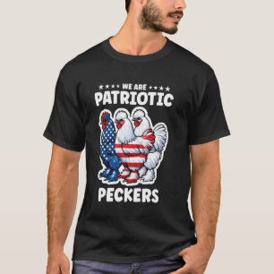 Amerikaanse kippen 4 juli Rood Wit Blauw Silki T-shirt