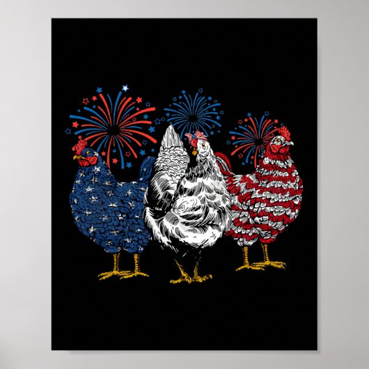 Amerikaanse kippendieren grappig 4 juli vuurwerk poster (Voorkant)