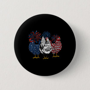 Amerikaanse kippendieren grappig 4 juli vuurwerk ronde button 5,7 cm