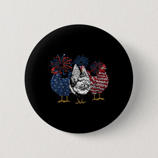 Amerikaanse kippendieren grappig 4 juli vuurwerk ronde button 5,7 cm (Voorkant)