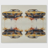 Amerikaanse klassieke gele auto cadeaupapier (Vlak)