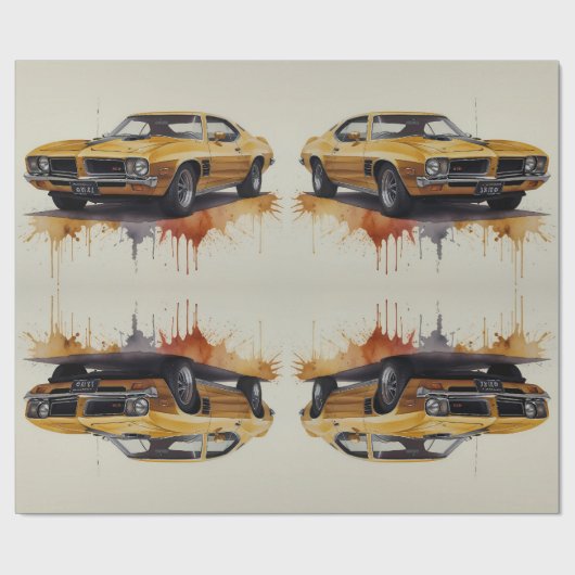 Amerikaanse klassieke gele auto cadeaupapier (Vlak)