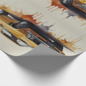 Amerikaanse klassieke gele auto cadeaupapier (Hoek)