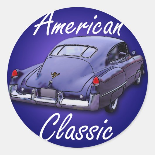 Amerikaanse klassieker 1949 Cadillac Ronde Sticker (Voorkant)