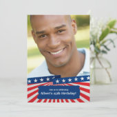 Amerikaanse kleuren Fotopatriottische uitnodiging (Staand voorkant)