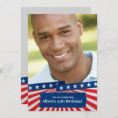 Amerikaanse kleuren Fotopatriottische uitnodiging (Voorkant / Achterkant)