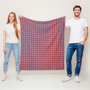Amerikaanse kleuren Pset Tartan Red White Blue Fleece Deken