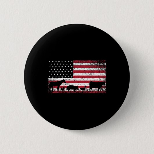 Amerikaanse Koe 4 juli Chicken Horse Pig Fa Ronde Button 5,7 Cm (Voorkant)
