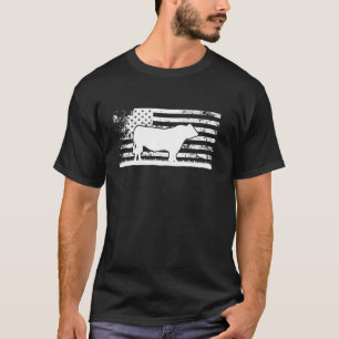 Amerikaanse Koe van Amerikaanse vlag Black Angus R T-shirt